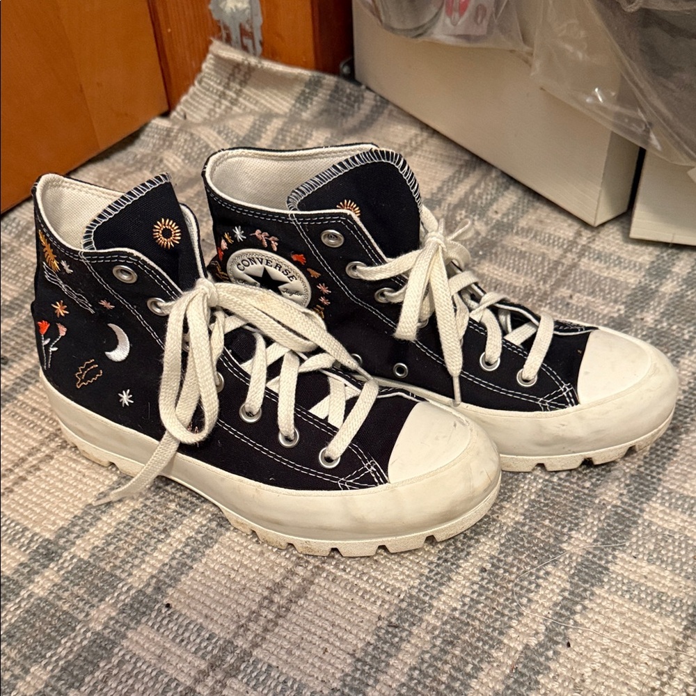 Converse High-Top Sneakers - Black with White Accents size 7.5 women’s